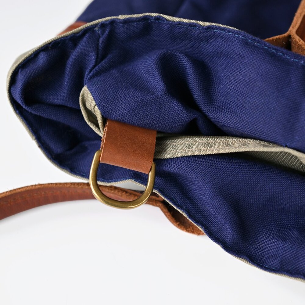 Sword & Plough Signature Tote Bag Blue and Tan w/Leather Made In USA-Like New - Picture 13 of 16